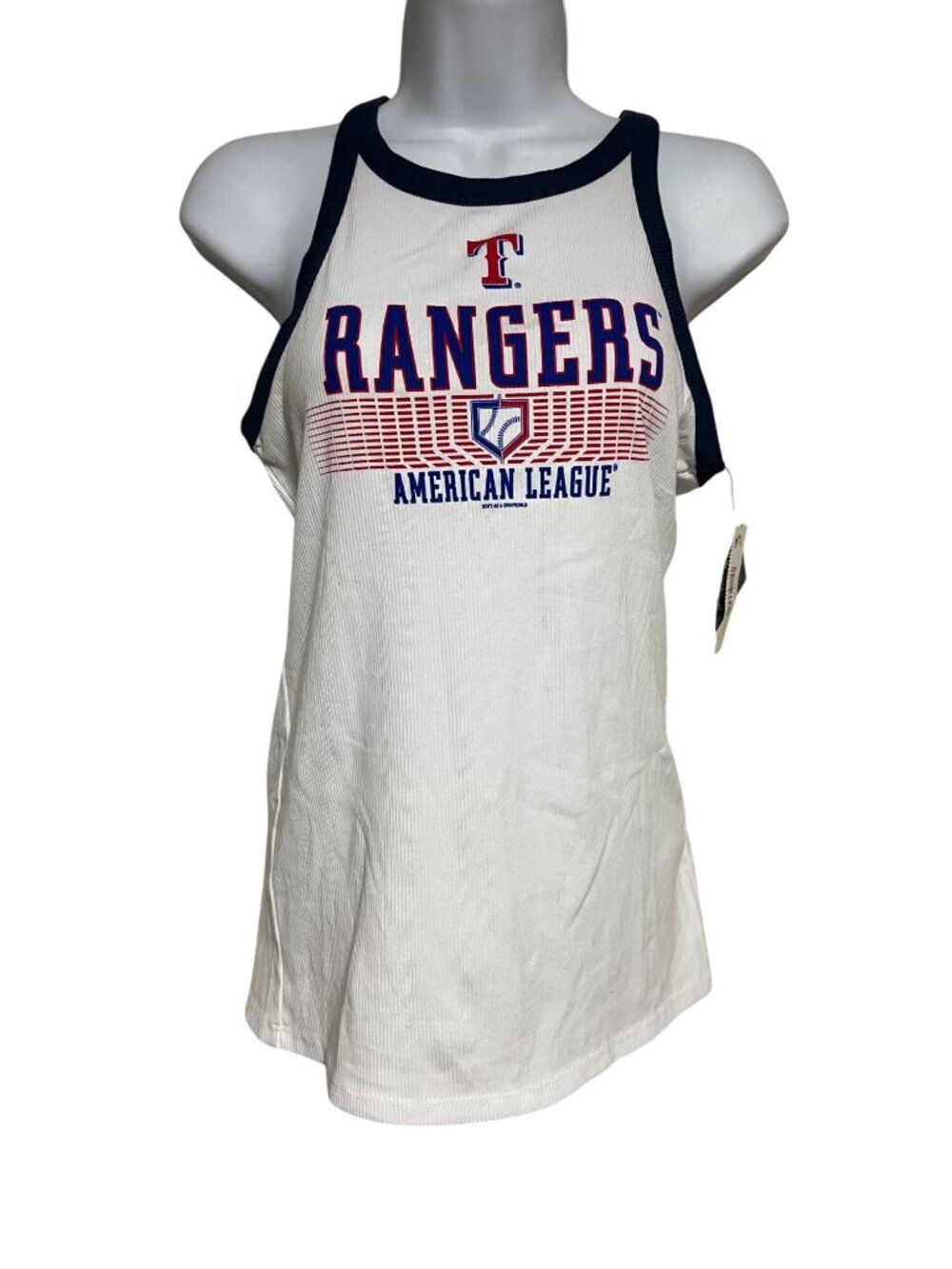 Texas Rangers Womens Racerback Tank Top M White Navy MLB American League